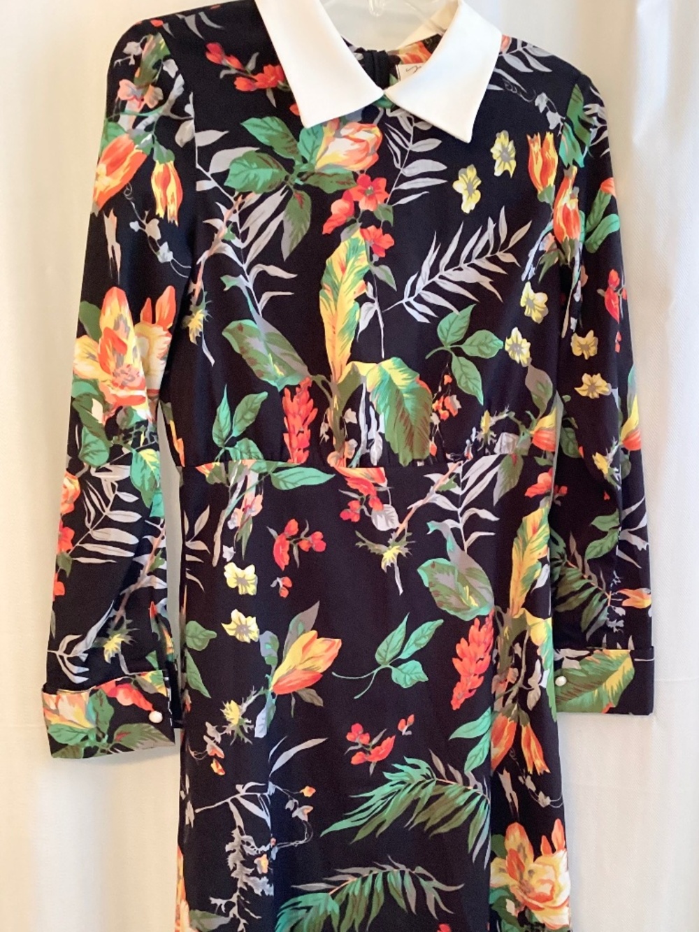 SALE!  MAISY, Tropical Print Dress, long sleeves, size 10
